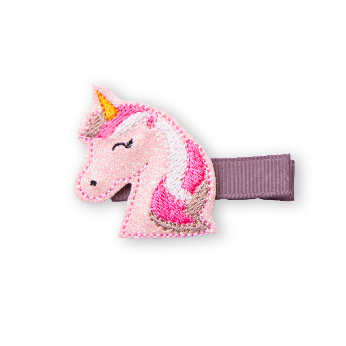 Barrette licorne rose pailletée anti-glisse pour enfant et petite fille sur cheveux fins