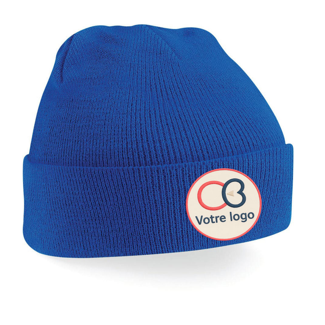 Bonnet B45 bleu roi personnalisable avec broderie sur le revers