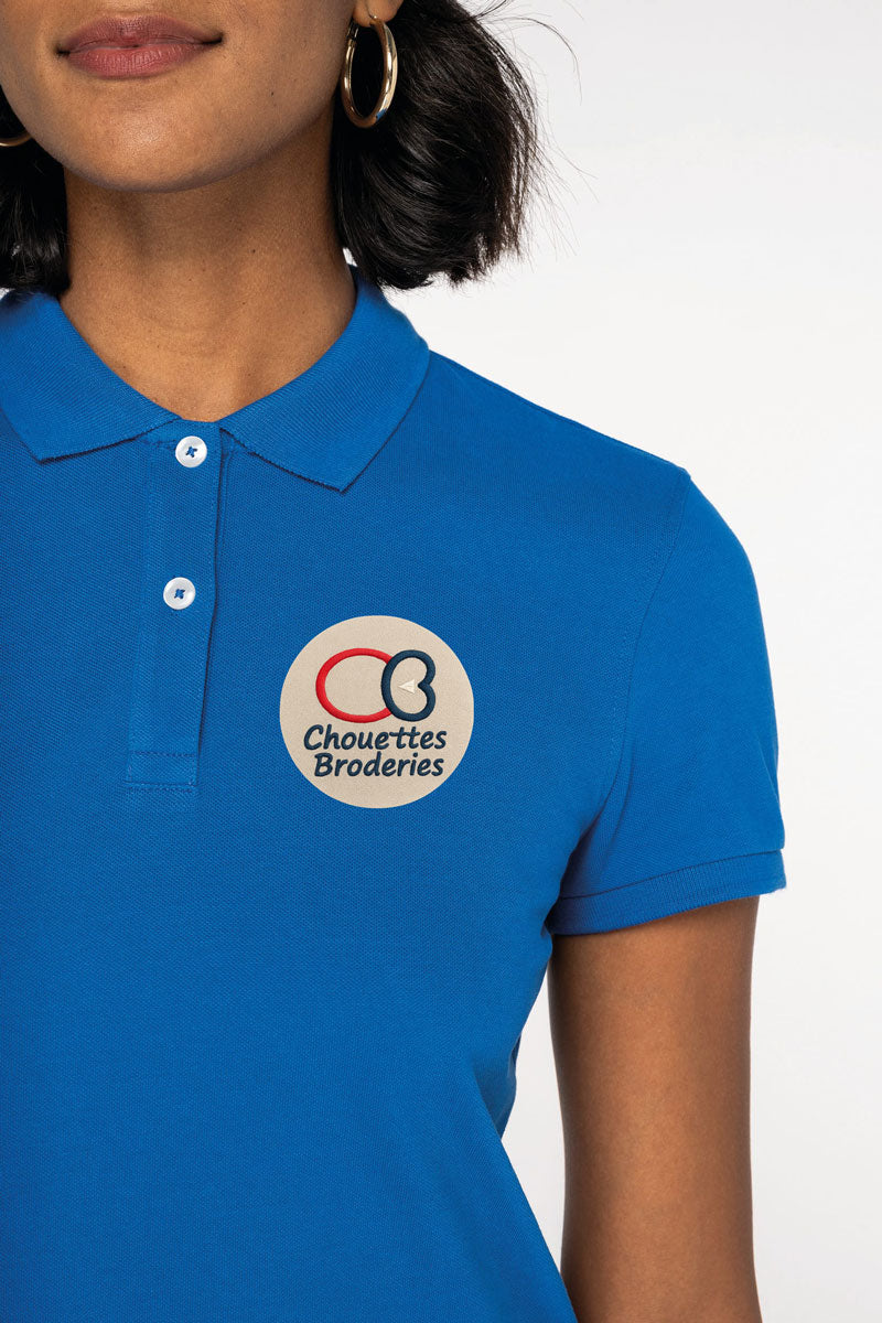 polo brode femme logo bleu NS208