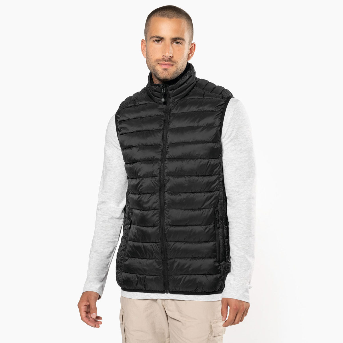 Gilet sans manches homme noir avec broderie logo