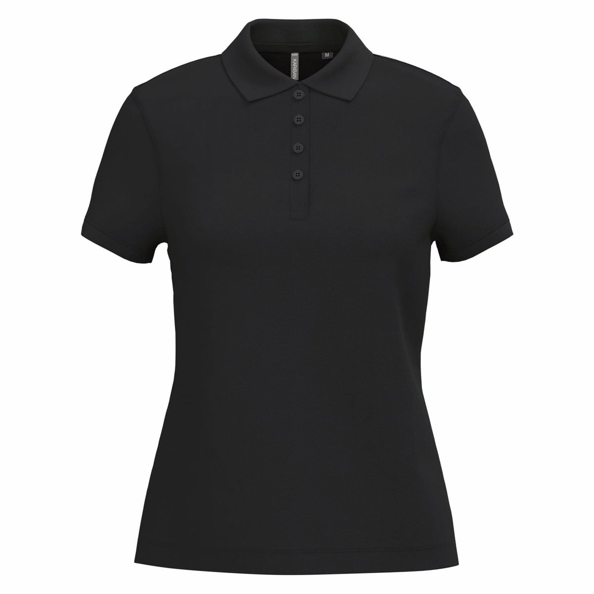 Polo noir cintré pour femme Kariban K255, parfait pour broderie personnalisée de logo ou prénom