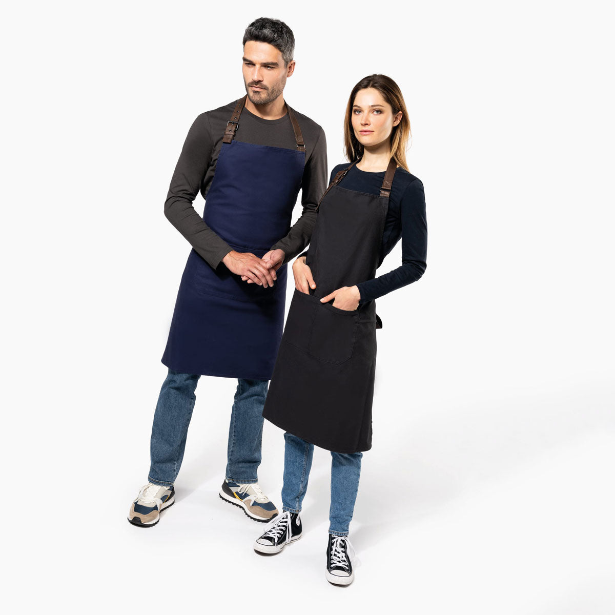 Tablier coton vintage brodé – Modèle K8003 personnalisé