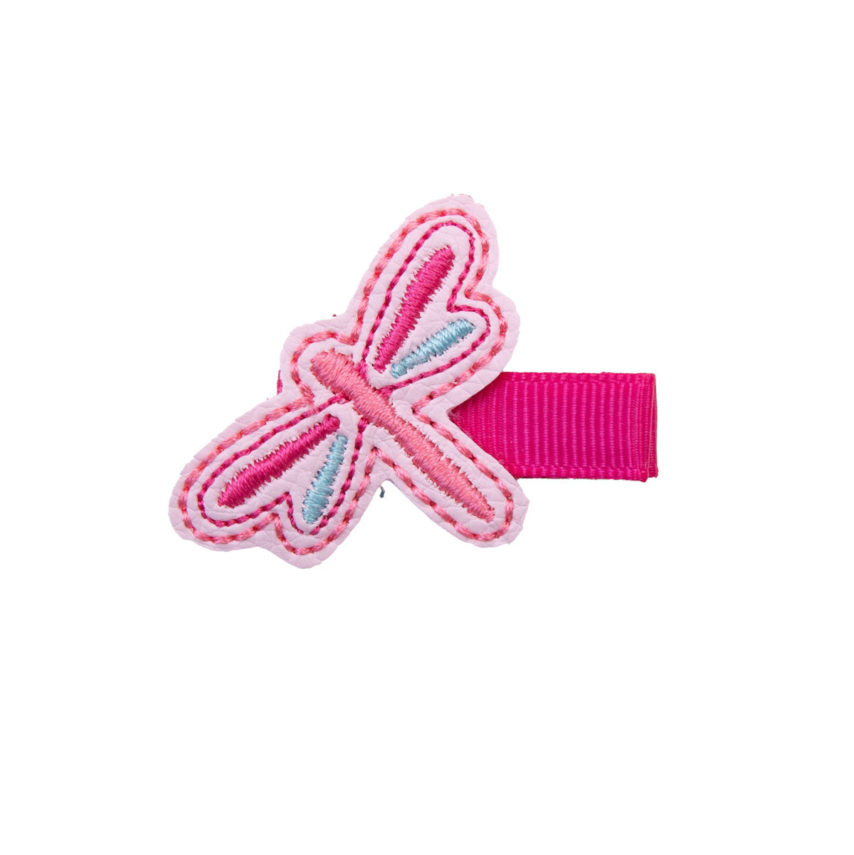 Barrette libellule rose et bleue anti-glisse pour enfant