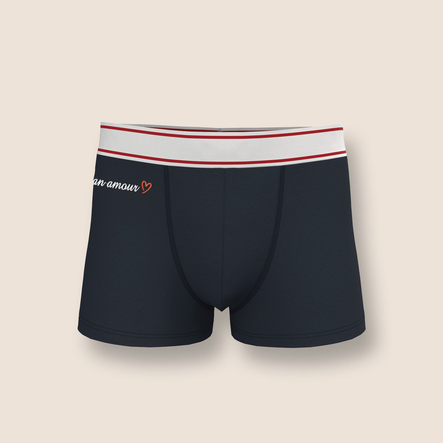 Boxer homme personnalisé brodé – Mot doux & cœur – Coton