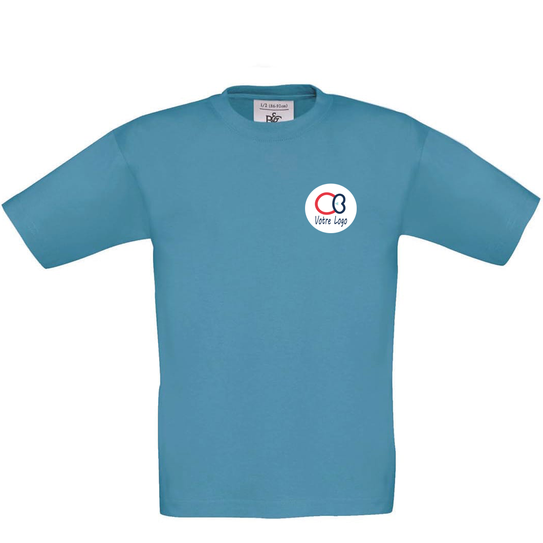 tshirt bleu enfant broderie logo exact190