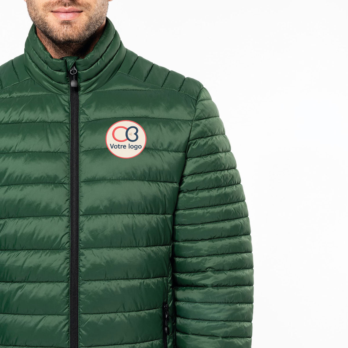 Doudoune légère homme verte Kariban K6120, support parfait pour logo brodé professionnel