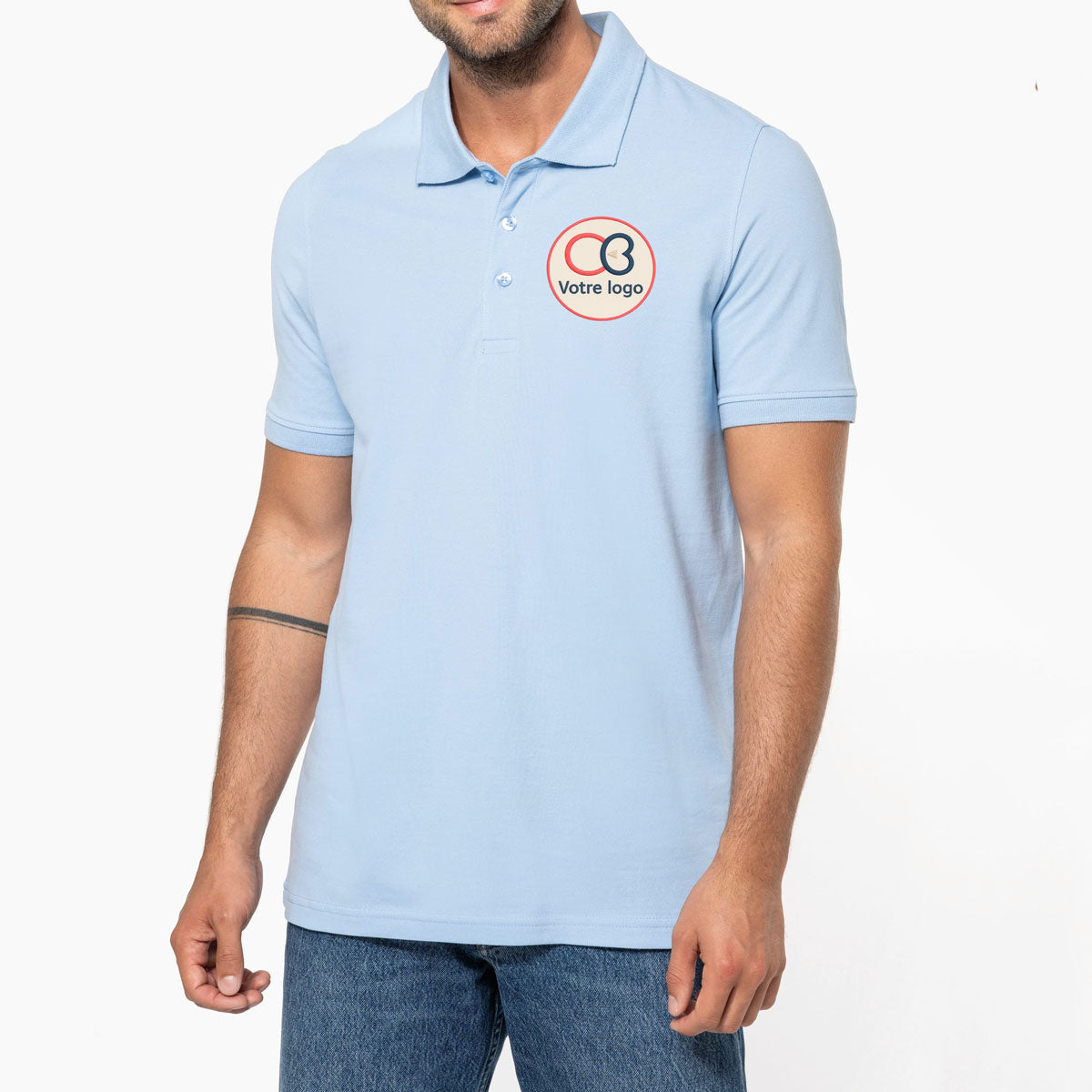 Polo brodé homme Kariban K254 – face avant – idéal pour logo personnalisé
