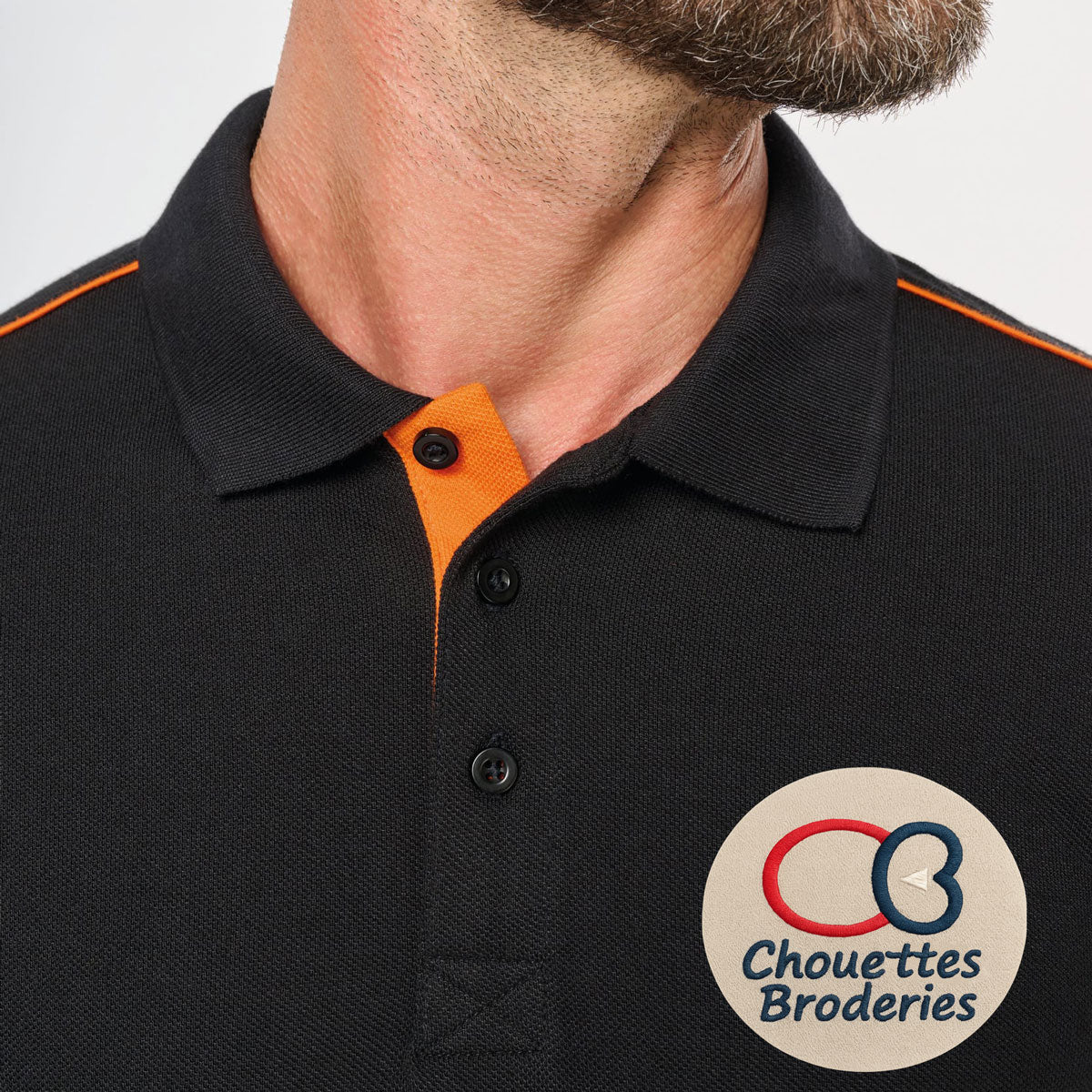 Polo professionnel noir pour broderie personnalisée – homme