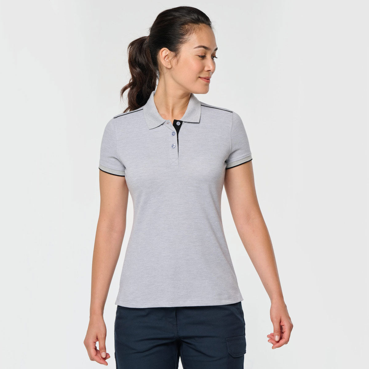 Polo femme gris clair à broder pour équipe ou entreprise - modèle WK271