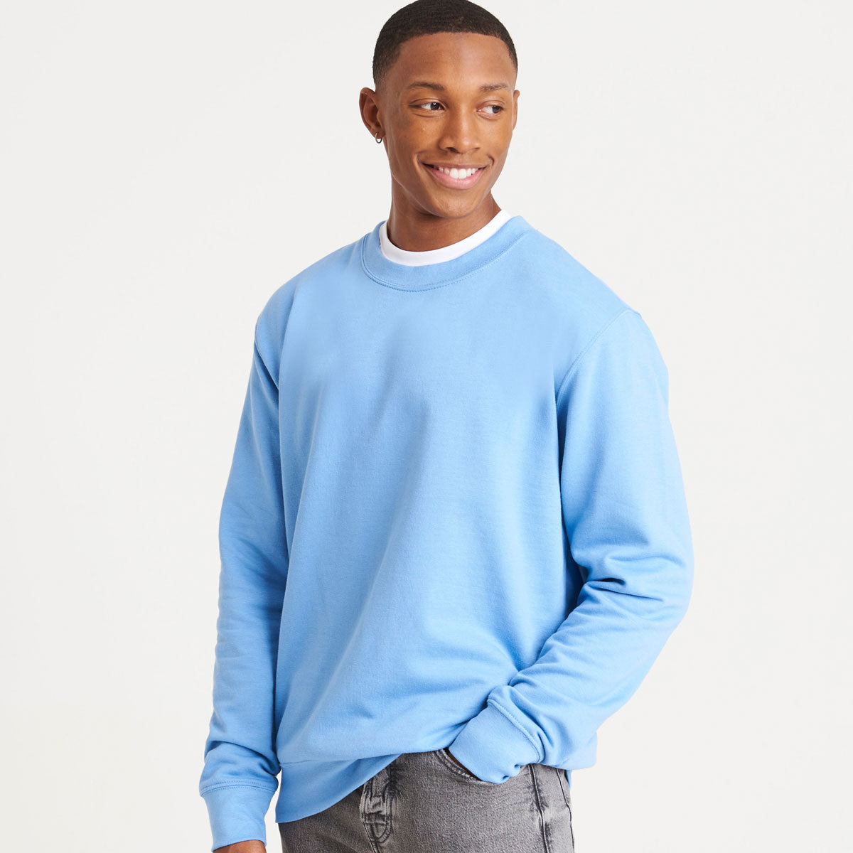 sweat shirt homme bleu ciel JH030 personnalise avec logo brode – porte