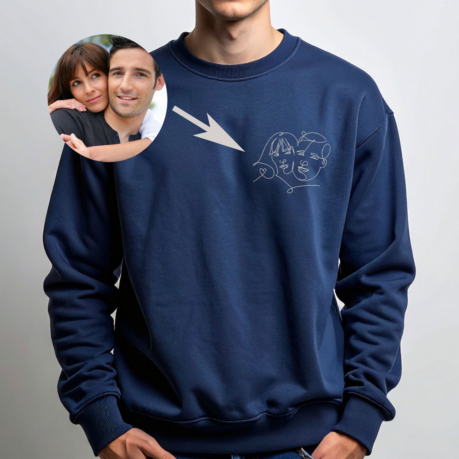 Sweat brodé portrait personnalisé – d’après photo