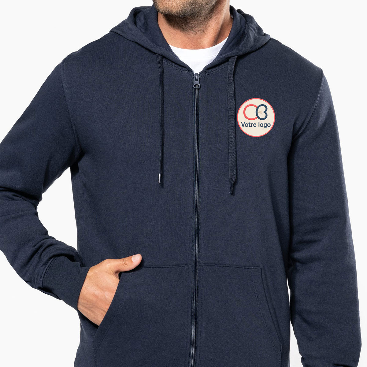 Sweats zippés personnalisables homme à broder pour logo entreprises – modèles Kariban K4030
