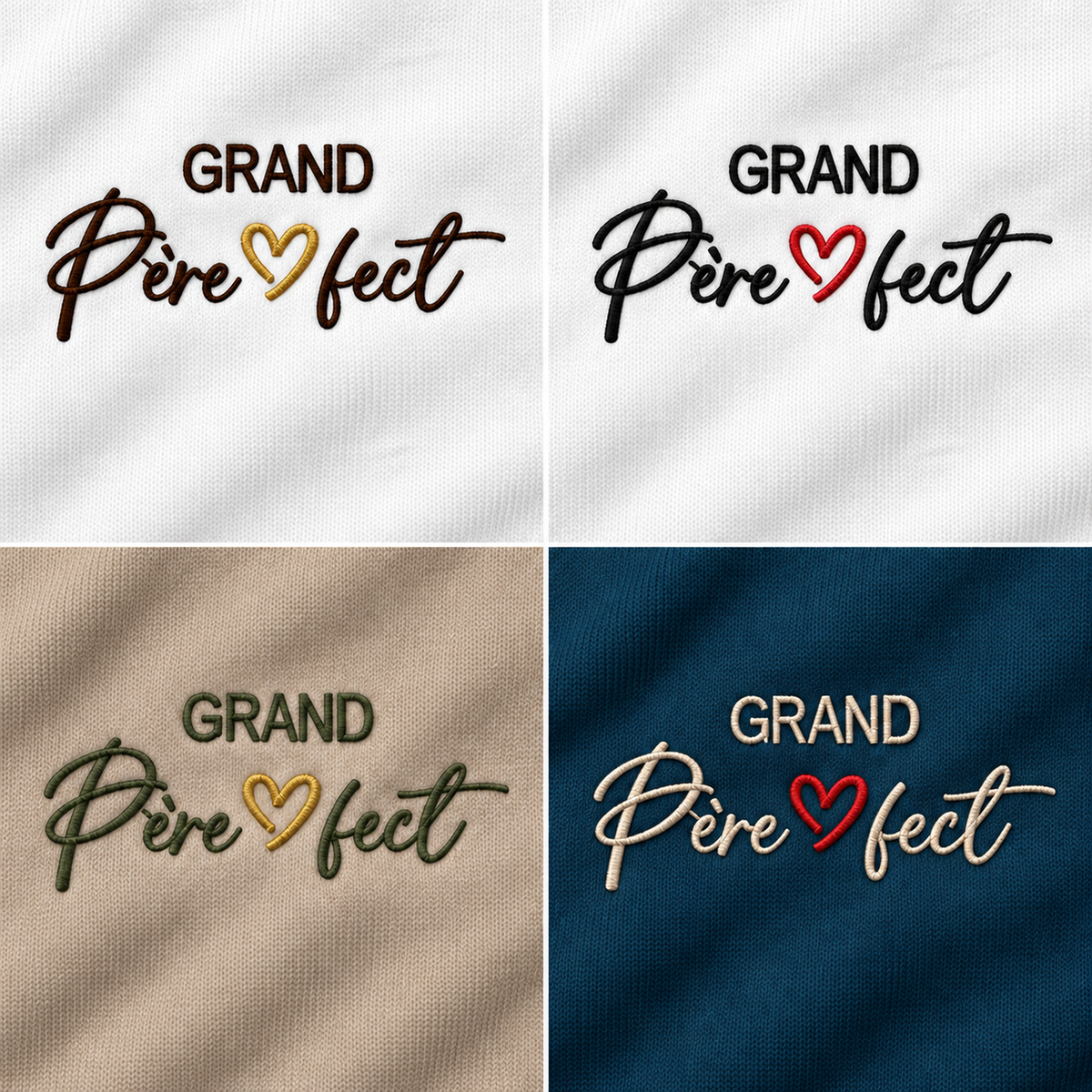 Exemples de couleurs de broderie Grand-Père Perfect pour t-shirt personnalisé