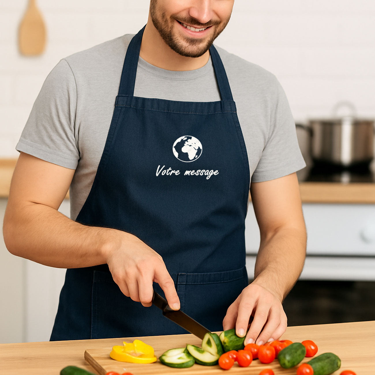 Tablier adulte personnalisé en coton – broderie à composer