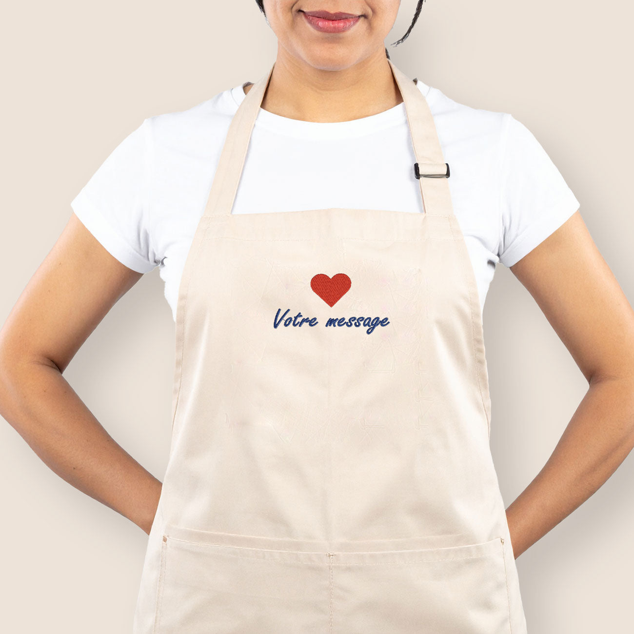 Tablier adulte personnalisé en coton – broderie à composer
