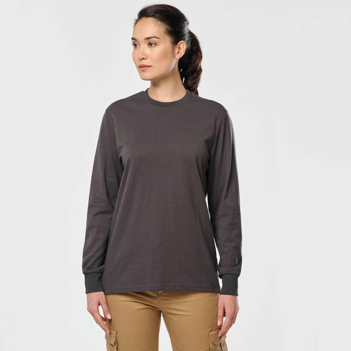 T-shirt manches longues brodé – WK303 unisexe écoresponsable