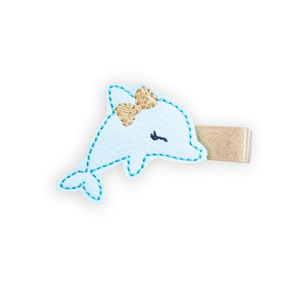 Barrette dauphin bleu pastel anti-glisse pour enfant