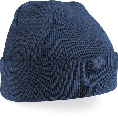 Bonnet B45 bleu marine avec revers, personnalisable en broderie pour entreprises