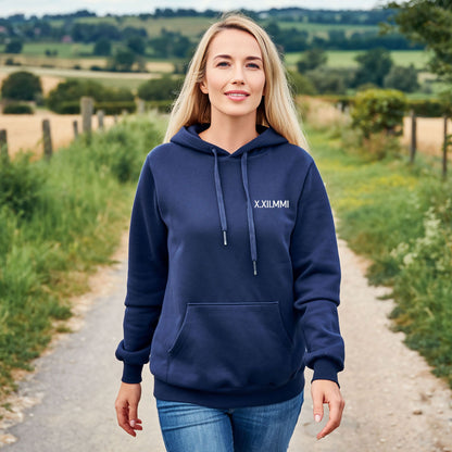 Sweat a capuche brode date en chiffres romains – Coton bio