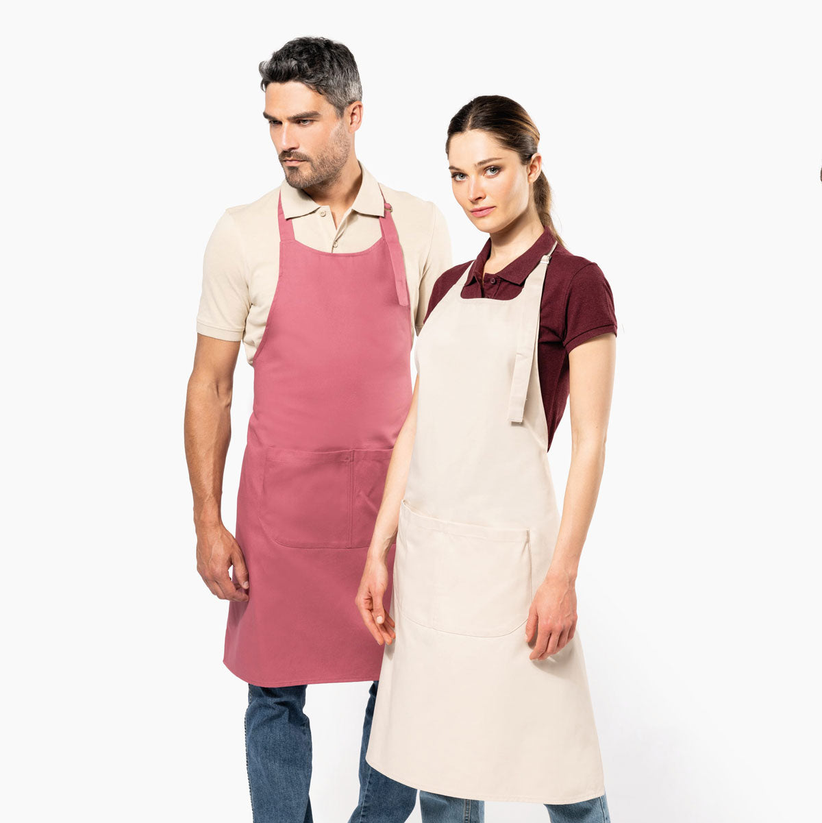Tablier mixte à grande poche, parfait pour les professionnels avec logo brodé