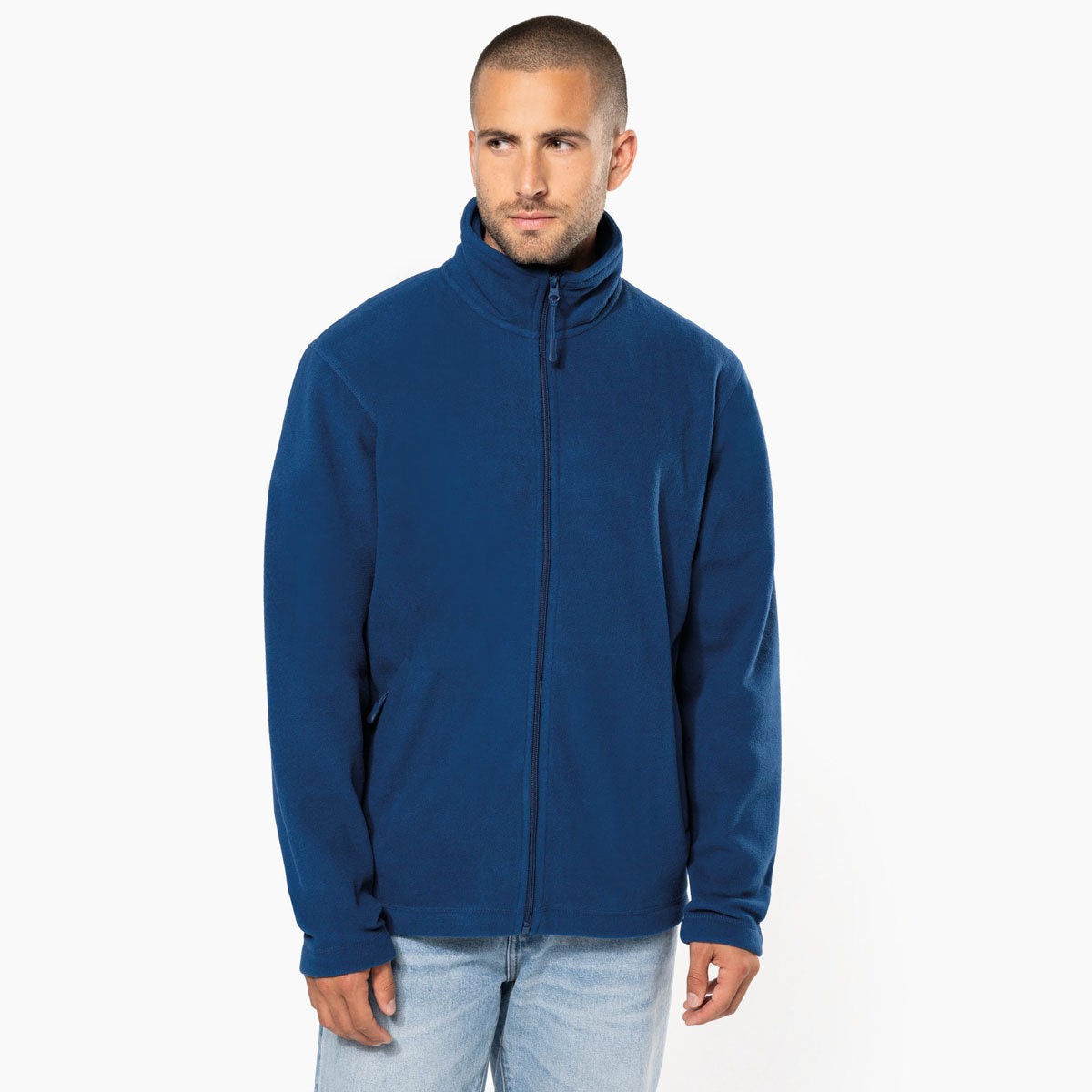 Veste micropolaire zippée pour homme, vue de face, broderie possible – modèle K911