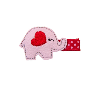 Barrette éléphant rose et rouge anti-glisse pour enfant
