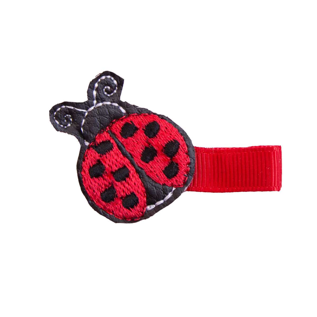 Barrette coccinelle rouge et noir anti-glisse pour petite fille sur cheveux fins