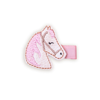 Barrette cheval beige et rose anti-glisse pour enfant