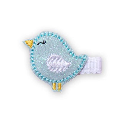 Barrette oiseau bleu pailleté anti-glisse pour enfant et petite fille sur cheveux fins