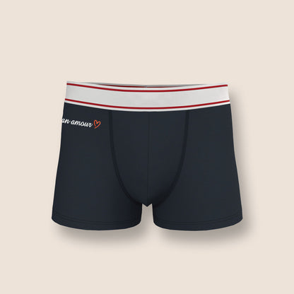 Boxer homme personnalisé brodé – Mot doux & cœur – Coton
