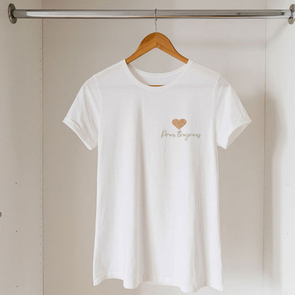 t-shirt personnalisé brodé coeur or avec message pour toujours