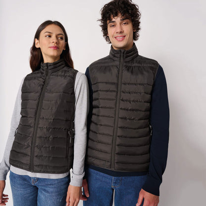 Doudoune sans manches IB6173 femme et homme, personnalisée avec logo brodé