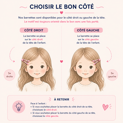 Guide choix côté droit ou gauche barrette enfant