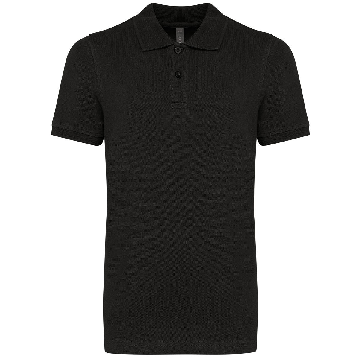 Polo noir K268 de Kariban pour enfant, idéal pour une broderie personnalisée de logo ou de message.