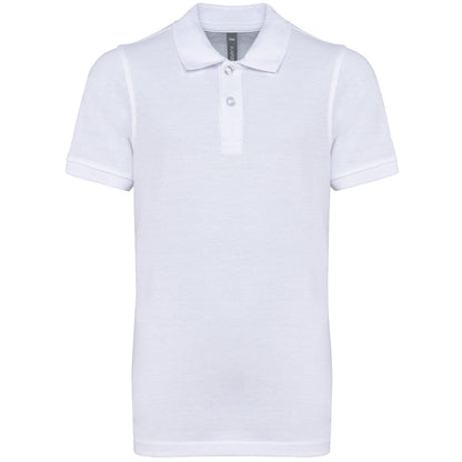 Polo blanc K268 de Kariban pour enfant, parfait pour personnaliser avec une broderie de logo ou de texte.