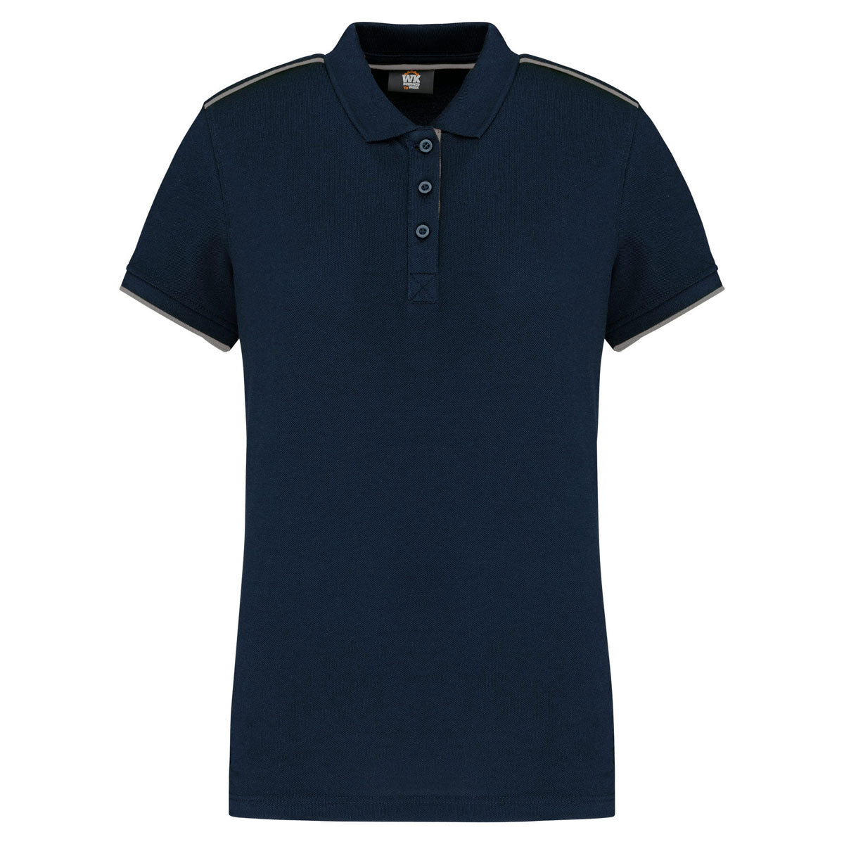 Polo femme bleu marine et argent à broder - modèle WK271