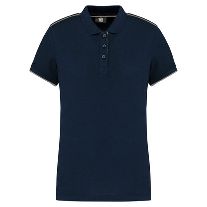 Polo femme bleu marine et argent à broder - modèle WK271