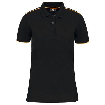 Polo femme noir et jaune à broder pour entreprise - modèle WK271