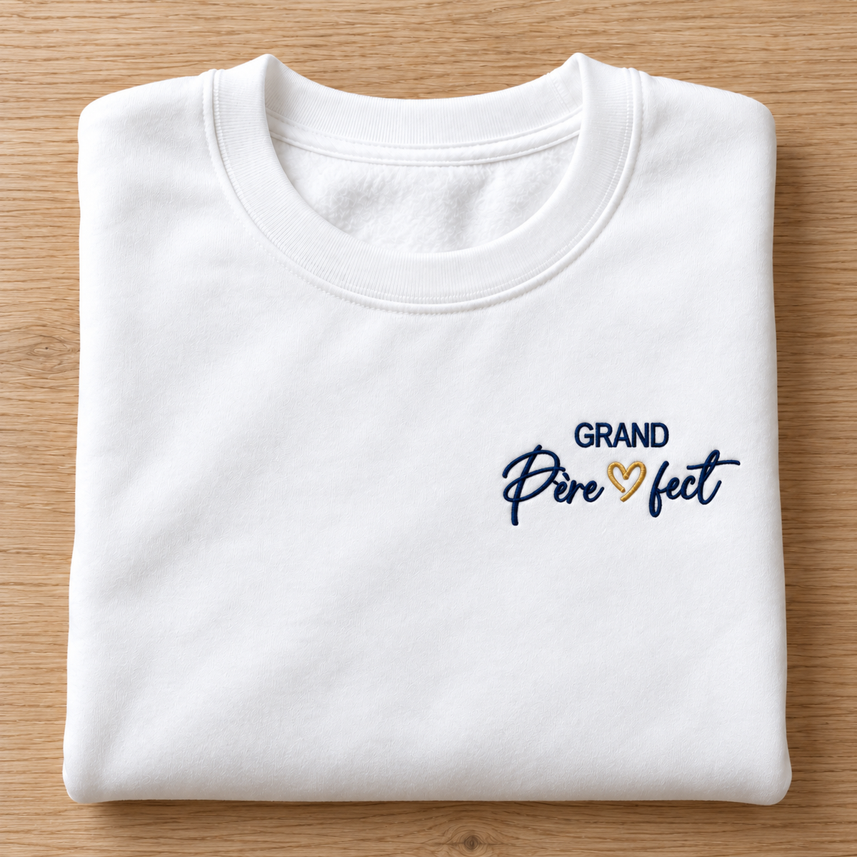 Sweat blanc brodé Grand-Père Perfect avec broderie personnalisée sur la poitrine
