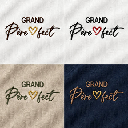Sweat blanc brodé Grand-Père Perfect avec broderie personnalisée sur la poitrine
