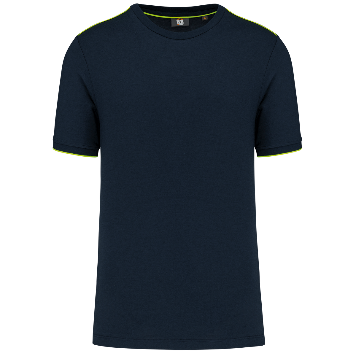 T-shirt brode homme WK3020 Marine/jaune fluo