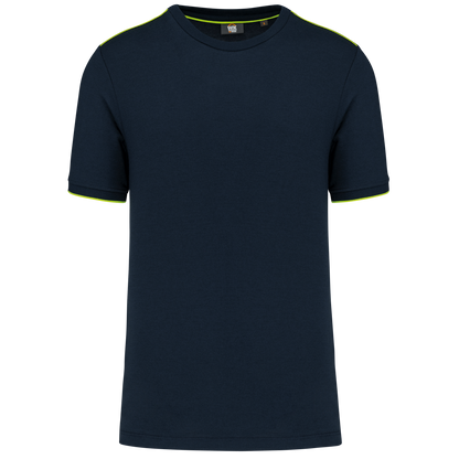 T-shirt brode homme WK3020 Marine/jaune fluo
