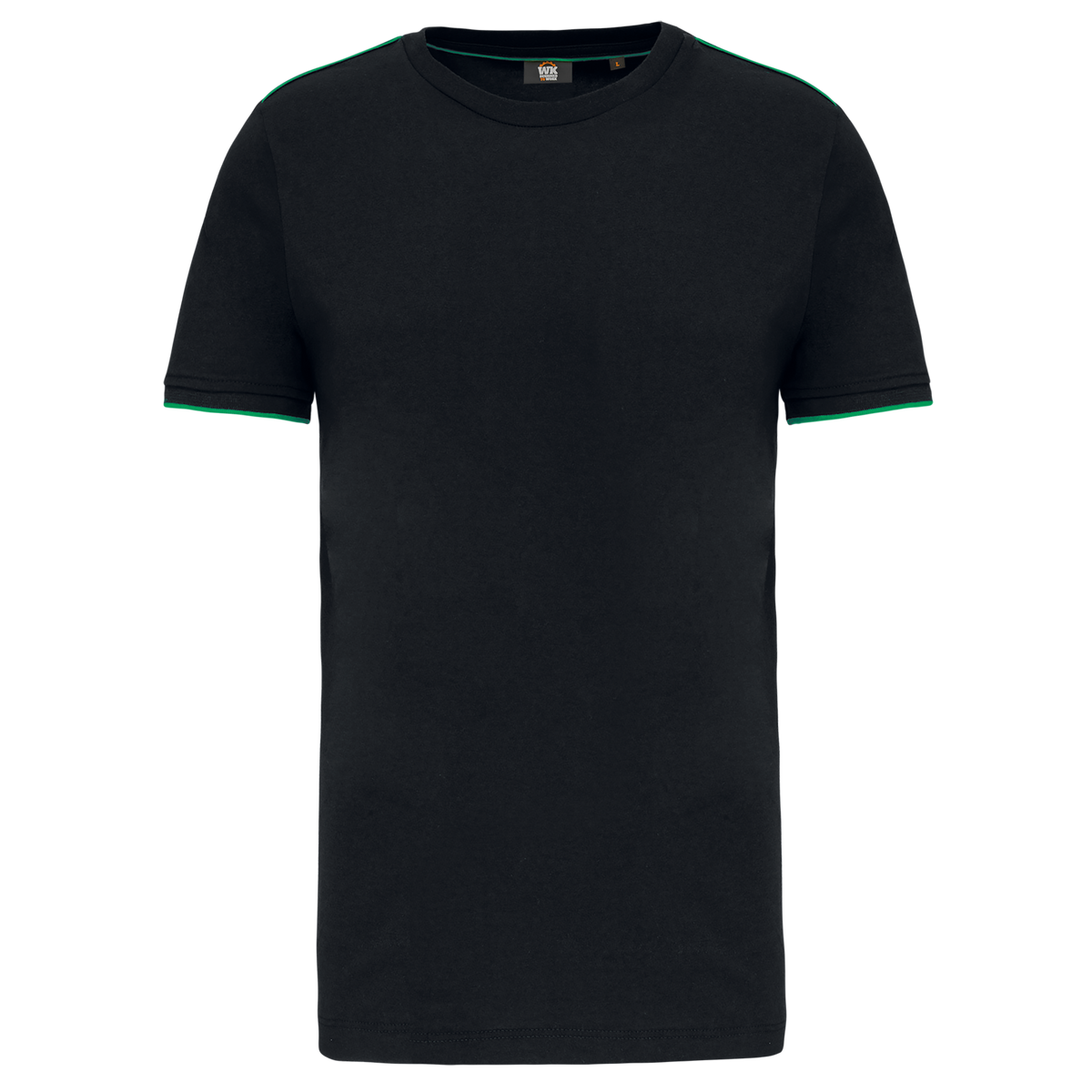 T-shirt brode homme WK3020 Noir/vert Kelly