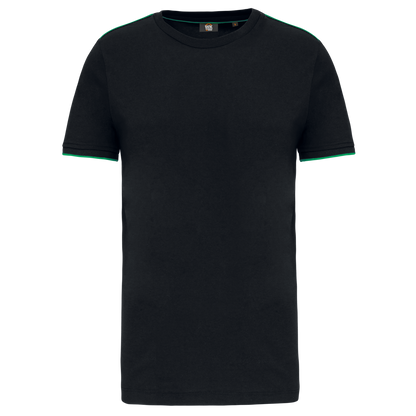 T-shirt brode homme WK3020 Noir/vert Kelly