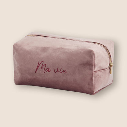 trousse maquillage velours personnalisée brodée
