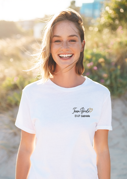 T-shirt brode Team Bride EVJF avec prenom personnalise - Chouettes Broderies