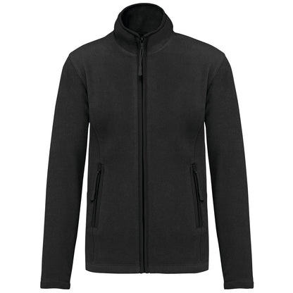 Veste micropolaire femme noire personnalisée avec logo brodé – vue de face

