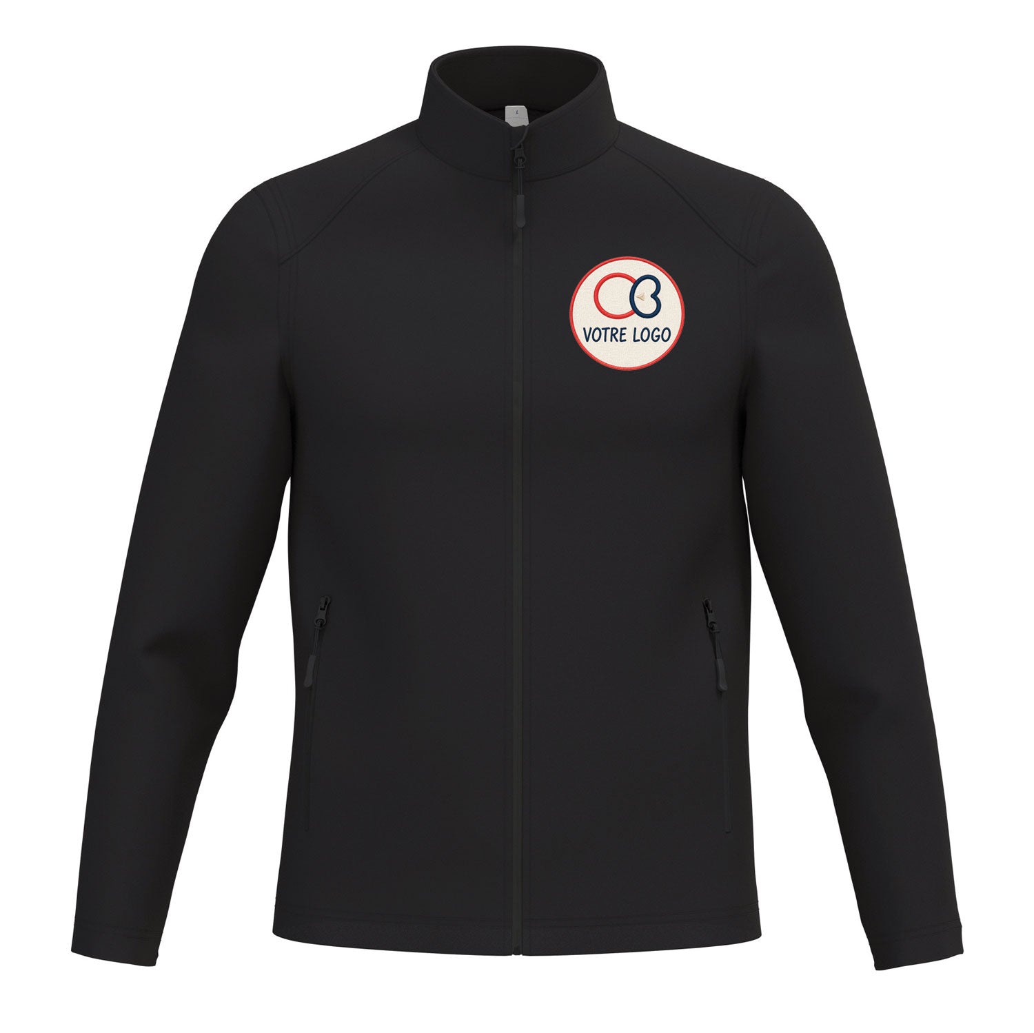 Veste softshell homme IB410 noire avec broderie logo entreprise personnalisée poitrine