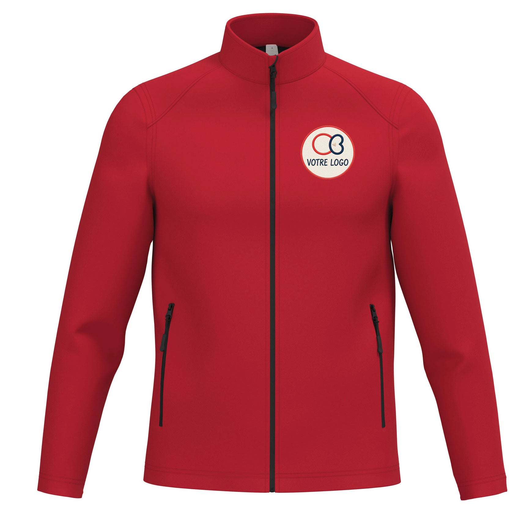 Veste softshell homme IB410 rouge avec broderie logo entreprise personnalisée poitrine