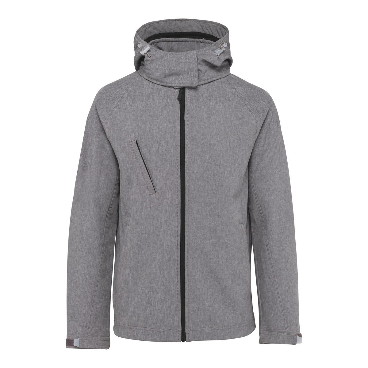 Veste softshell femme à capuche gris chiné brodée personnalisée, Kariban K414